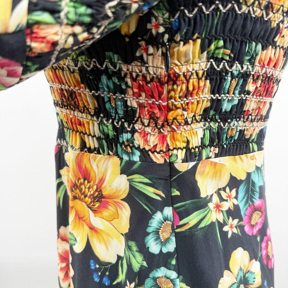 Farm Rio x Anthropologie Sasha Off-The-Shoulder Dress in‎ Black Floral Size XS - Picture 7 of 10